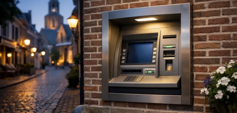 Pinautomaat in bakstenen muur in Harderwijk